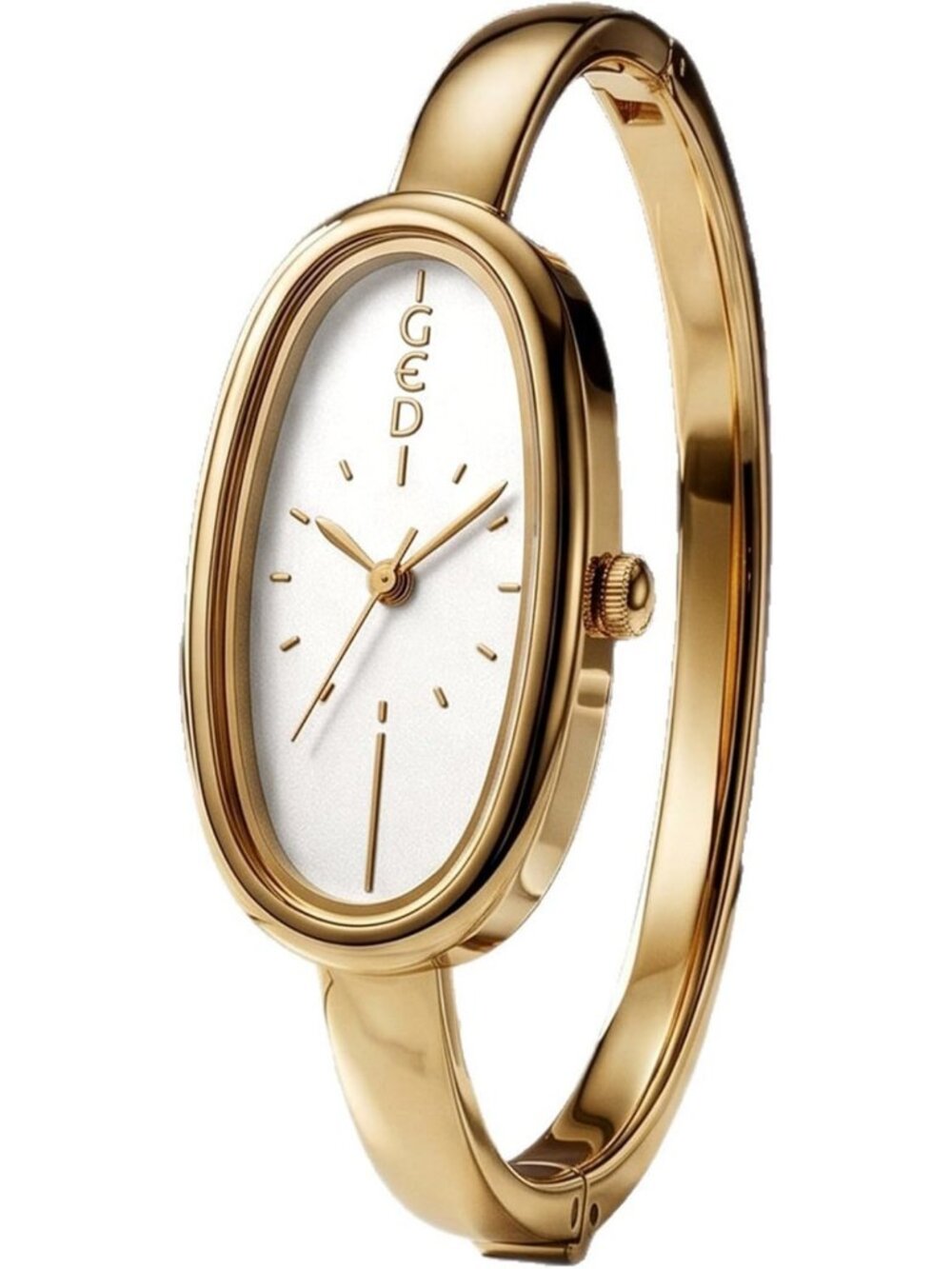Dainty Gold Oval Bangle Watch for Women | Elegant Cuff Quartz Timepiece